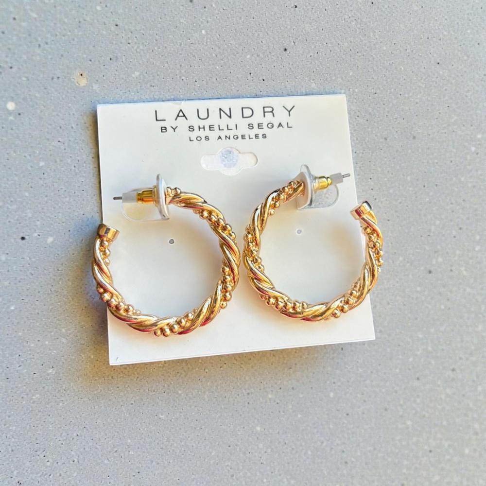 Laundry By Shelli Segal Gold Twisted Hoop Earrings